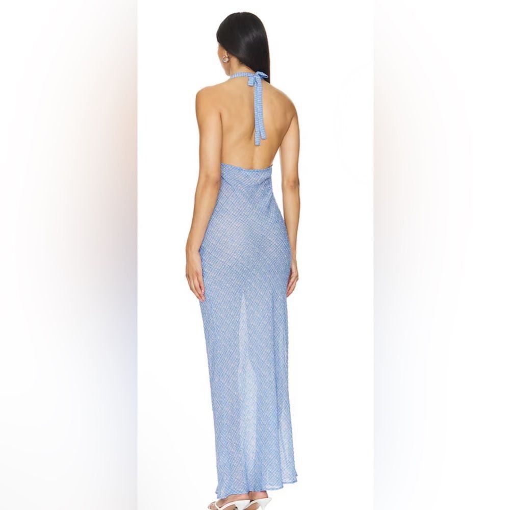Lioness CARRIE HALTER DRESS | BLUE CHECK - Picture 3 of 5